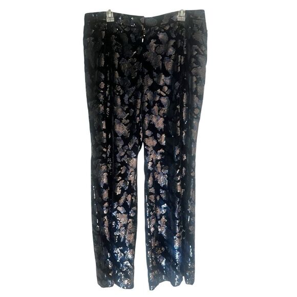 NWT Lafayette 148 Women’s Embellished Gates Bootcut Sequins Black Pants Size 14 - Picture 5 of 16